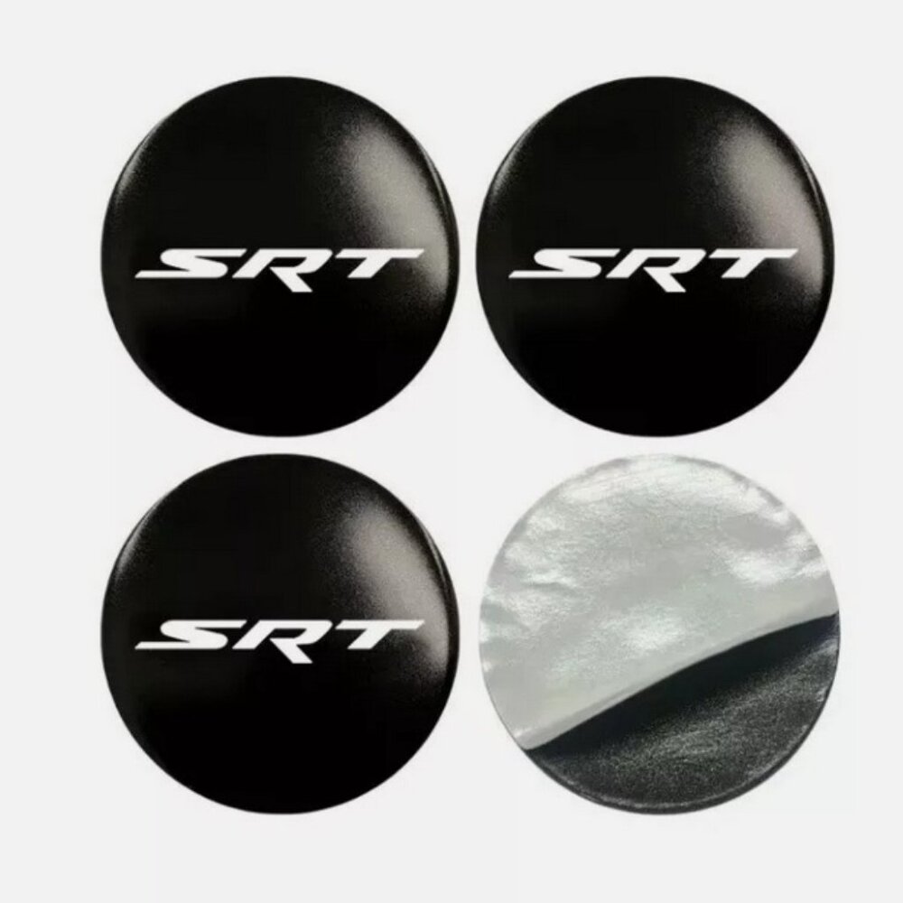 New Set of 4 Black Wheel Center Stickers 56MM/2.2 Inch For SRT Decals Emblems